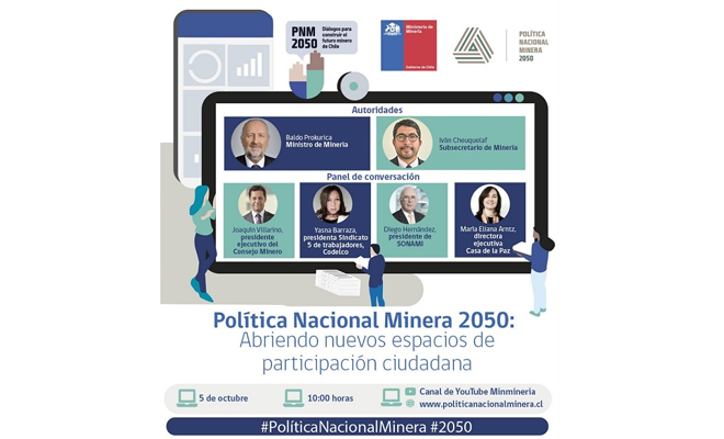 Ministerio de Minería realizará el lanzamiento de la fase virtual de la Política Nacional Minera 2050.