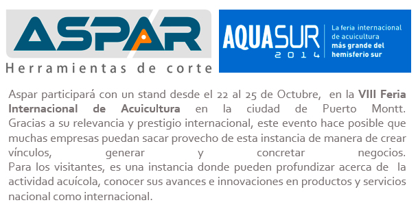 Aspar estar en la VIII Feria Internacional de Acuicultura