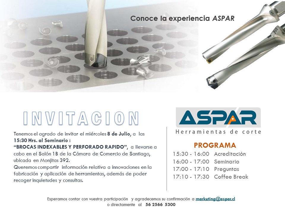 Invitacin Seminario "BROCAS INDEXABLES Y PERFORADO RAPIDO".